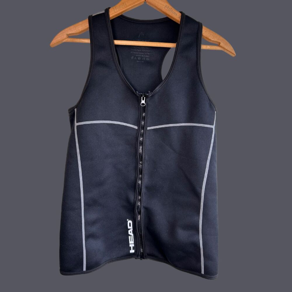 Head Black Neoprene Zippered Shaping Tank with Gray Piping